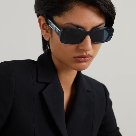 Dior WILDIOR S2U Sunglasses – Translucent Blue Rectangle Frame with Blue Lenses - Picture 12 of 14